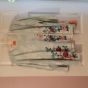 Hearts of Palm Mint Flowers Sweater Set Size 2X